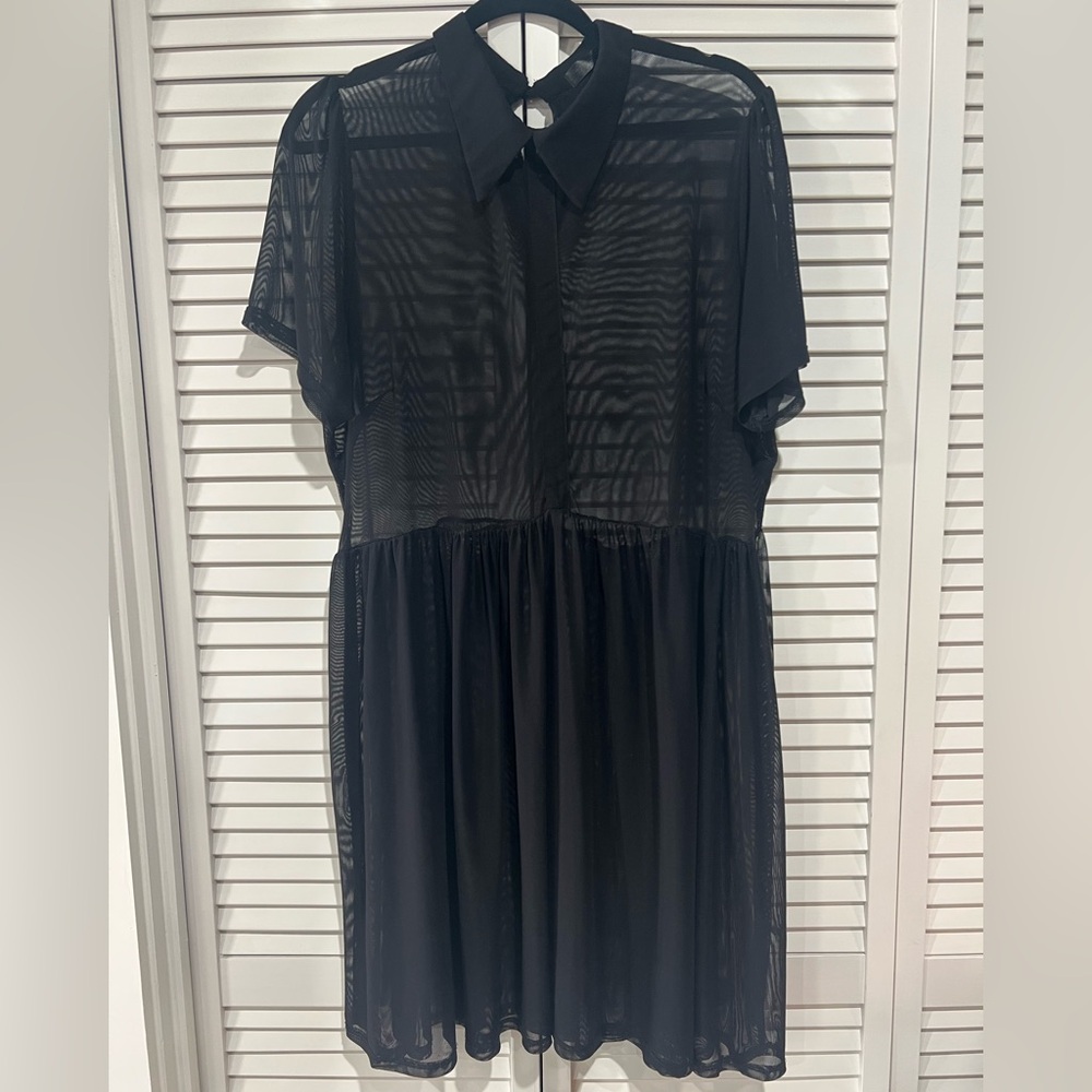 Foxblood Mesh Collared Mini Dress